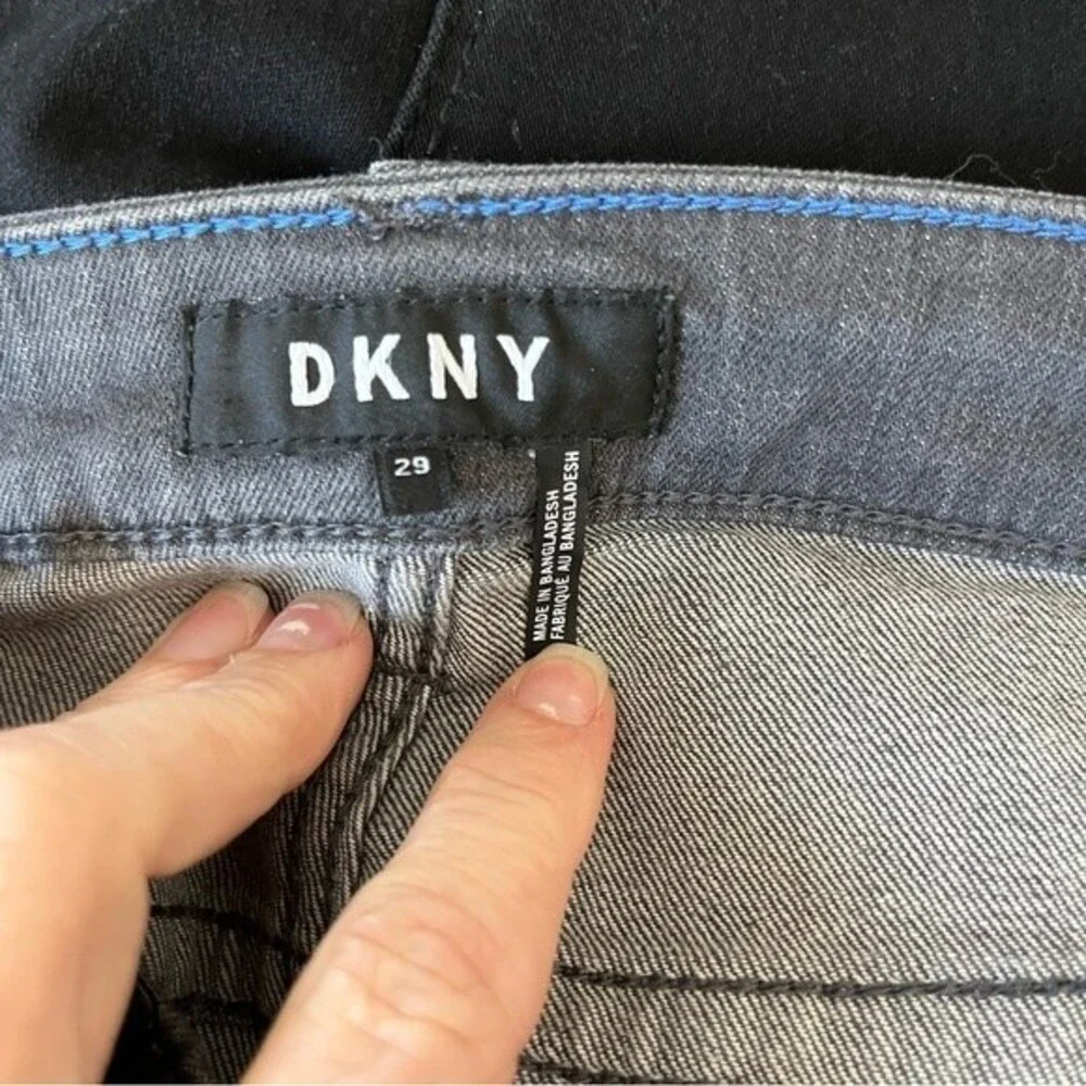 DKNY Charcoal Grey Silver Sequins Raw Hem Cropped Skinny Pants Size 29